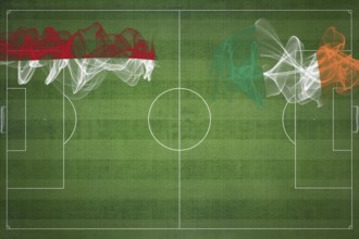 Monaco vs Ireland Soccer Match, national colors, national flags, soccer field, football game,