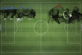 Estonia vs Libya Soccer Match, national colors, national flags, soccer field, football game,