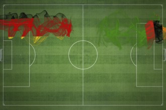 Germany vs Zambia Soccer Match, national colors, national flags, soccer field, football game,