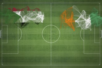 Sudan vs Ivory Coast Soccer Match, national colors, national flags, soccer field, football game,