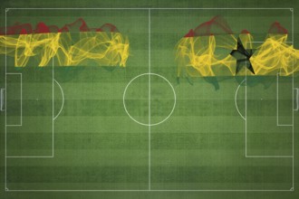 Bolivia vs Ghana Soccer Match, national colors, national flags, soccer field, football game,
