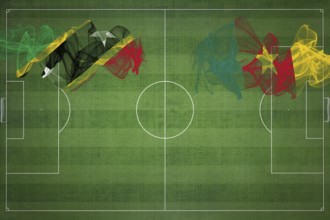 Saint Kitts and Nevis vs Cameroon Soccer Match, national colors, national flags, soccer field,