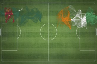 Turkmenistan vs Ivory Coast Soccer Match, national colors, national flags, soccer field, football