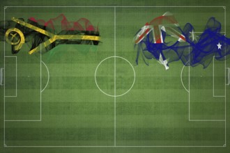 Vanuatu vs Australia Soccer Match, national colors, national flags, soccer field, football game,