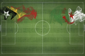 East Timor vs Algeria Soccer Match, national colors, national flags, soccer field, football game,