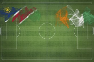 Namibia vs Ivory Coast Soccer Match, national colors, national flags, soccer field, football game,