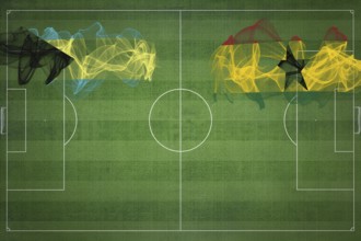 Bahamas vs Ghana Soccer Match, national colors, national flags, soccer field, football game,