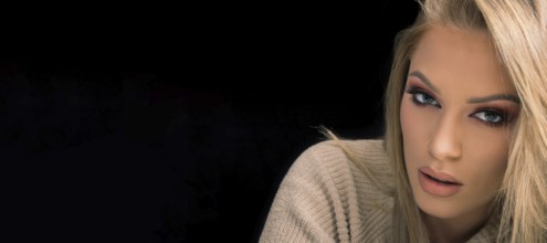 Sensual beautiful blonde woman, beautiful blue-eyed woman. Professional Make-up