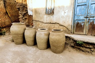 Pots in pottery workshop, Moharli, Chandrapur, Maharashtra, India, Asia
