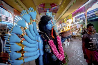 Woman dress as Hindu Goddess Kali, Thoothukudi, Tamil Nadu, India, Asia