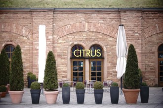 Mainz, Germany - February 23, 2017: The entrance and outdoor area of the Citrus restaurant at