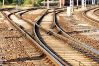 Track with points in a railway station