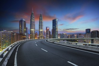 Flyover with beautiful Kuala Lumpur city skyline, Twilight scene