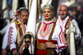 Pernik, Bulgaria - 28 January 2018: Participants take part in the International Festival of