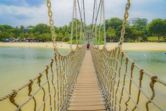 Suspension bridge of Singapore Sentosa Island. Shooting Location: Singapore