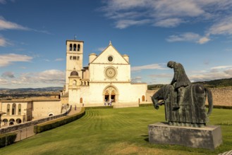 St. Francis of Assisi Church with the statue of St. Francis on a horse in the foreground. Francis