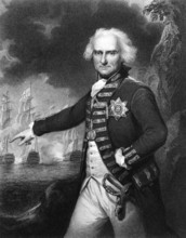 Alexander Hood, 1st Viscount Bridport (1726-1814) on engraving from 1834. Officer of the British