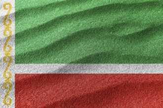 Chechnya sand flag, national flag sand background