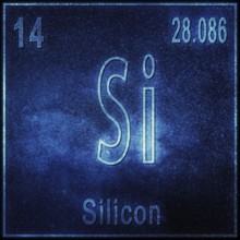 Silicon chemical element, Sign with atomic number and atomic weight, Periodic Table Element