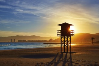 Cullera Playa los Olivos beach sunset in Mediterranean Valencia at Spain
