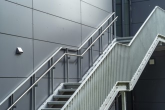 Hot-dip galvanized external staircase on a modern building