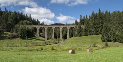 The Chmarossky Viaduct at Telgart village. Technical monument railroad bridge. Slovakia