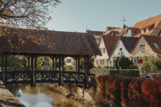 Bridge over the Metter in Bietigheim-Bissingen. Little greek in Bietigheim-Bissingen with autumn
