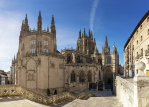 Burgos, Spain, 14 April, 2024: view of the French Gothic landmark Cathedral of Saint Mary in