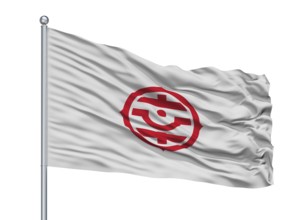 Shiki City Flag On Flagpole, Country Japan, Saitama Prefecture, Isolated On White Background
