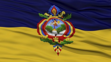 Closeup Tegucigalpa City Flag, Capital City of Honduras, Waving in the Wind