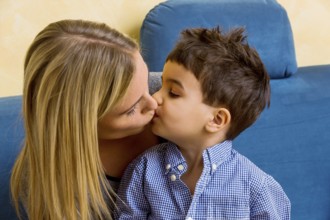 Mother and son, symbol of motherly love, happiness, harmony, closeness