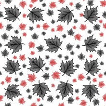 Red and black modern autumn chestnut leaf seamless wallpaper design