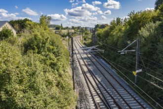 Railway line in the city of Virton in the province of Luxembourg in Belgium