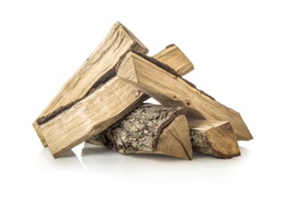 Pile of pine firewoods isolated on a white background