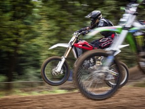 Motocross scene during a race, panning technique