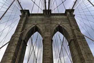 Brooklyn Bridge in Brooklyn, Manhattan, New York, USA United States of America, View of the