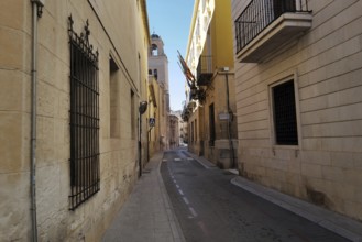 A street in Orihuela on a sunny winter's morning. Orihuela, Spain, Europe