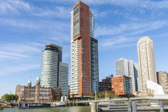 Rotterdam, Netherlands, September 2019: View on the Wilhelminapier with skyscrapers,