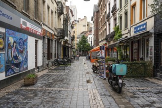 Ixelles, Brussels Capital Region, Belgium, 06 05 2022- The Rue Longe Vie, a car free street with
