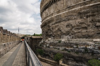 Rome, Italy, August 19, 2016: Castel Sant Angelo a cloudy summer day. The Mausoleum of Hadrian,