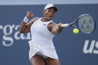 Tennis player Taylor Townsend in action at the US Open 2024 Championships, Billie Jean King Tennis