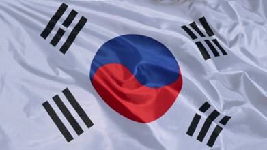 Close-up of a waving flag, national flag of, fabric looks like silk