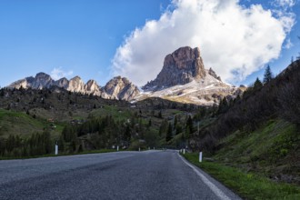 Alpine road in the dolomites at Giau Pass