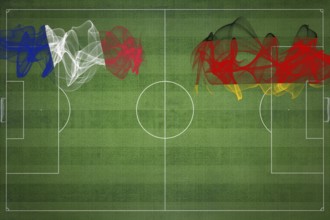 France vs Germany Soccer Match, national colors, national flags, soccer field, football game,