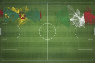 Grenada vs Italy Soccer Match, national colors, national flags, soccer field, football game,