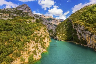 The Provence Alps. Fascinating journey along the mountain river. The Verdon River flow between the