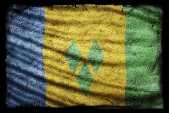 Saint Vincent and the Grenadines Flag, Grunge Texture Background