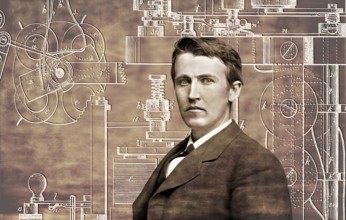 Thomas Alva Edison, 1847, 1931, American inventor, Telegraph Apparatus, Patented 1872, digitally