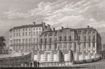 Château de Saint-Cloud, Hauts-de-Seine, Paris, antique steel engraved print, 1831