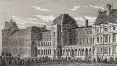 Tuileries Palace, Paris, antique steel engraved print, 1831
